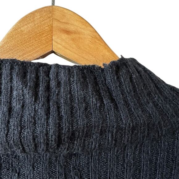 Nordstrom New Open Edit Front Cut Out Ribbed Sweater Mock Neck Black Size Small - Picture 10 of 10